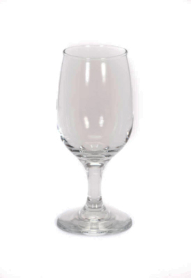 Image of all-purpose, clear wine glass included in FLEXX Productions’ glassware rentals.