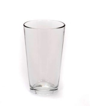 Image of a clear 16 ounce pint glass rental from FLEXX Productions