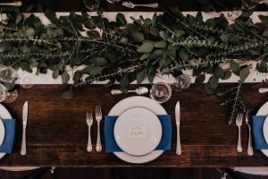 Rustic wedding table setting.