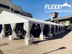Clearspan Tent with Concrete Weight Covers