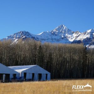 Two large structure tents set up for the filming of The Hateful Eight in Telluride, Colorado