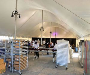 Catering rentals in a tent for an event