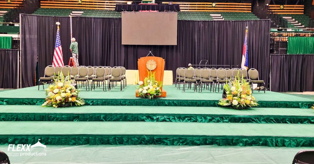 Graduation event rentals set up at Colorado State University