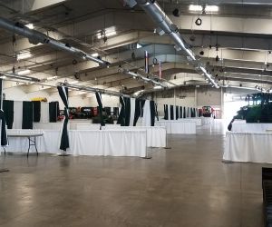 Pipe and drape rentals set up for a trade show