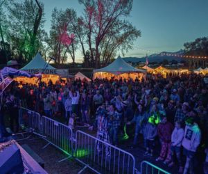 Barricade rentals set up in front of a stage at an outdoor music festival