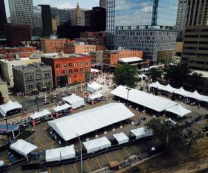 Festival tents at an event in Denver