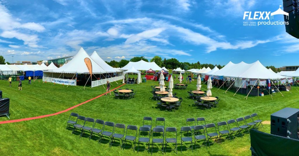 Tents and other event rentals set up for a nonprofit event