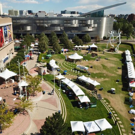 Festival rentals set up at an event in Denver