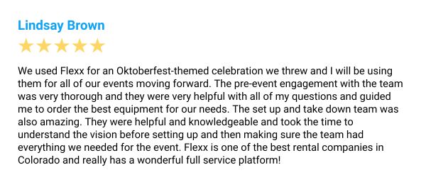 flexx-review-lindsey-brown Five-star Google review from Lindsey Brown