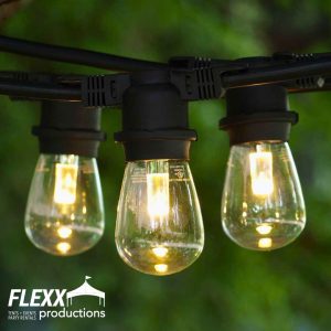 Market string lighting adds the perfect ambiance to your fall party
