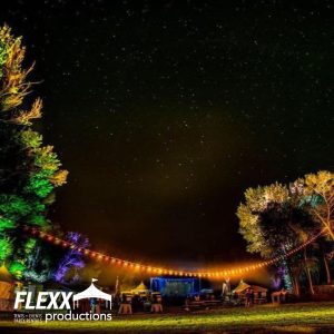 Lighting rentals for an outdoor event at night