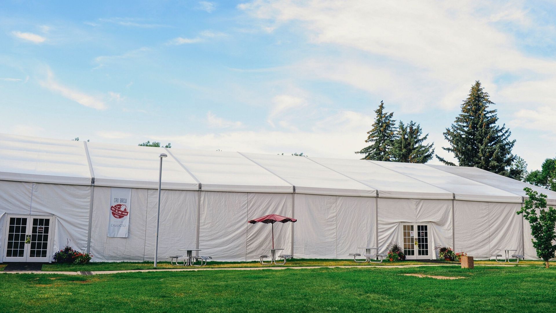 tent-with-walls Temporary structure with walls and glass doors